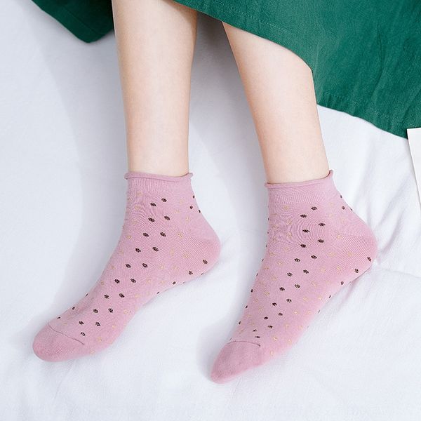 

2020 new polka dot invisible children's boat boat socks sweet cutestyle cotton breathable socks, Pink;yellow