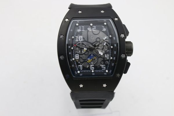 

высокое качество man 011 часы резиновый черный корпус 43мм черный ремешок автоматика шесть-указатель функции часы, Slivery;brown