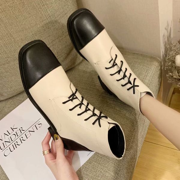 

shoes boots women new 2020 round toe low heels booties booties ladies luxury designer rock lolita mid calf rubber mid-calf, Black