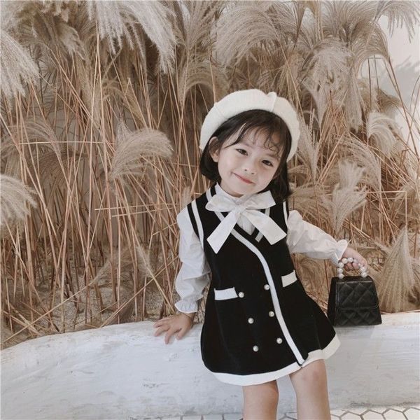

clothing autumn 2020 new girl's small fragrance children's angola vest skirt children's tank dress sweater vest skirt, Blue