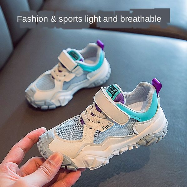 

children's sports sports 2020 new girls' net breathable casual shoes boys' running shoes fashion, Black
