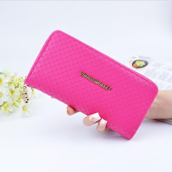 

pink wallet new fashion clutch bag ladies single zipper wallet ladies pu leather wallet ladies long bag style w87