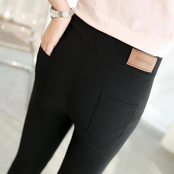 

office lady cotton blended casual leggings 3xl large size slim fitted pencil leggings spring autumn solid black pants clothing