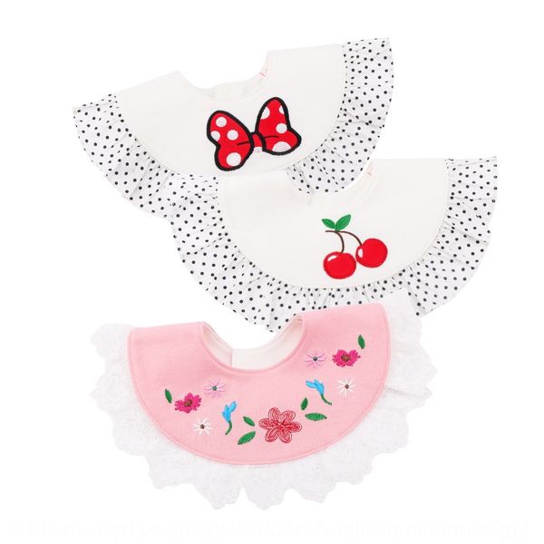 

fluorescent pure cotton waterproof round girl lace saliva towel baby princess saliva towel lace bib 360 baby girl bib