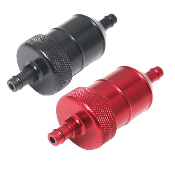 

2 pieces 8mm aluminium inline fuel petrol diesels filter universal red+black