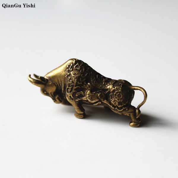 

copper stock market bull head keychains pendant vintage brass metal chinese zodiac animal keychain charm car key rings holder, Silver