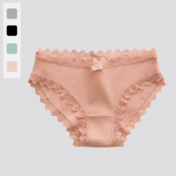 

norns women's breathable hip pack briefs mid-waist lace ladies underwear, Black;pink