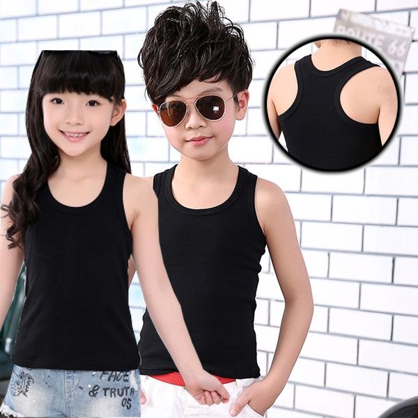 

детская i-образного камзол хлопок жилета базы подвязки для мальчиков и девочек жилета сплошного цвета внутренних летней одежды, Blue