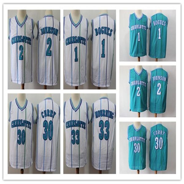 

ncaa men шарлотка шершни 2 johnson 1 bogues 30 curry 33 траур город swingman джерси icon издание баскетбольное спорта, Black;red