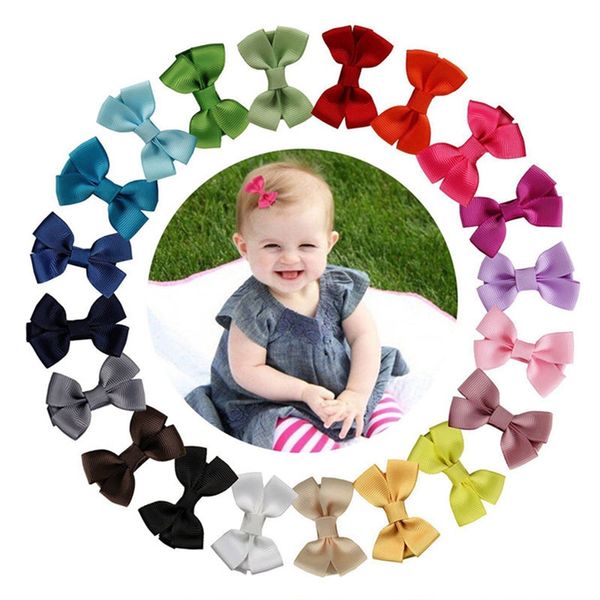 

20pcs nice cute hair bows boutique alligator clip grosgrain ribbon for girl baby kids #330, Slivery;white