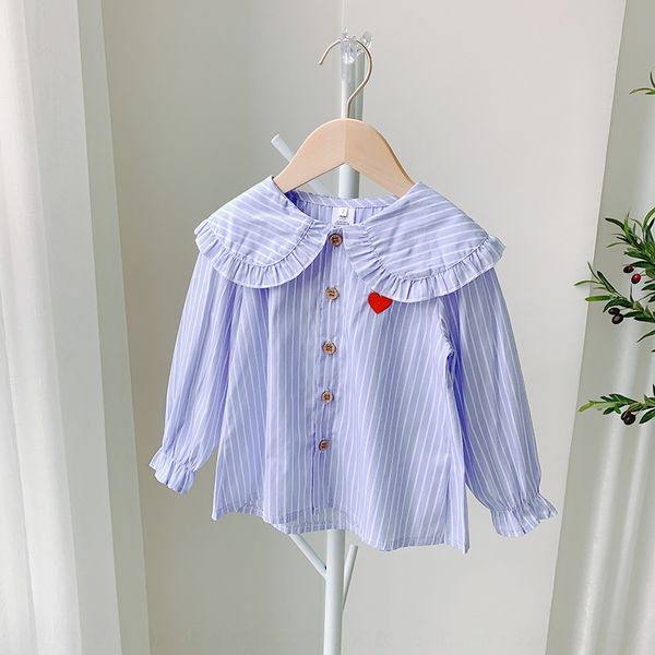 

autumn 2020 new girl korean baby love big lapel shirt shirt striped long sleeve top, White;black