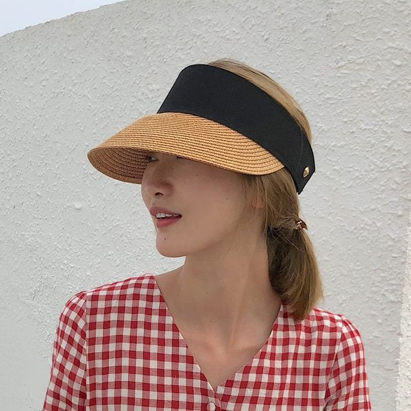 

empty-straw straw female summer chic sun hat no bend travel along the duck tongue vacation leisure all-match sun hat tide, Blue;gray
