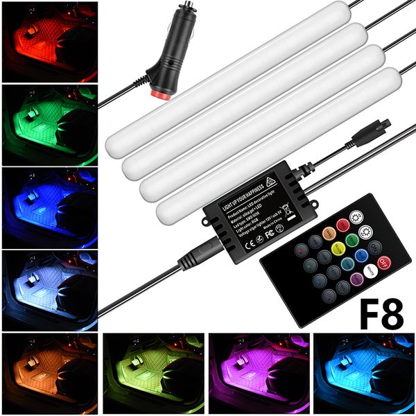 

car interior atmosphere led rgb strip light dash floor foot rgb led strip decorative light music sound control multiple lighting