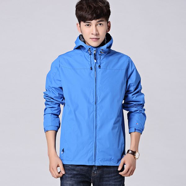 

spring and autumn thin hooded quick-dry windproof waterproof breathable single layer raincoat jacket men's outerwear, Blue;black