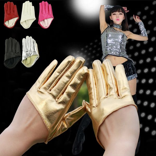 

women's street and nightclub performance gloves korean ds dance finger half palm dance performance half gloves, Black