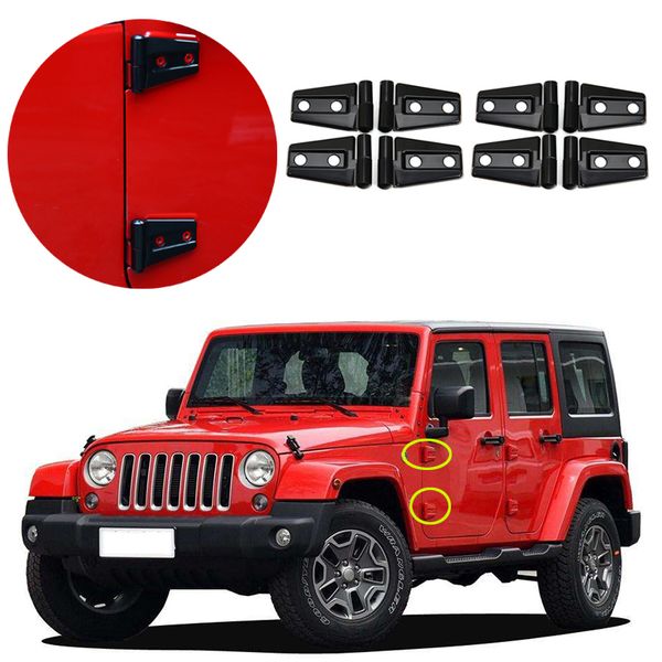 ABS Car Door Hinge Covers Protector Kit nero per Jeep Wranlger Unlimited Rubicon Sahara Sports 2007-2018 JK JKU 8 pezzi