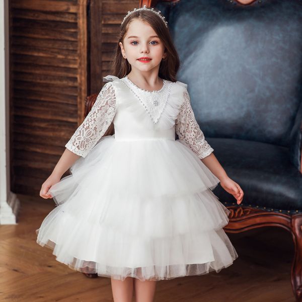

2020 cute tulle a line flower girl's dresses lace appliques crystals girl's birthday party pageant dresses, Red;yellow