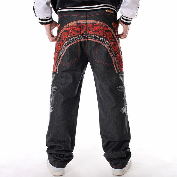 

primary colors straight hiphop hip hop hip hop jeans tide men's personalized embroidery loose skateboard pants plus size 039, Blue