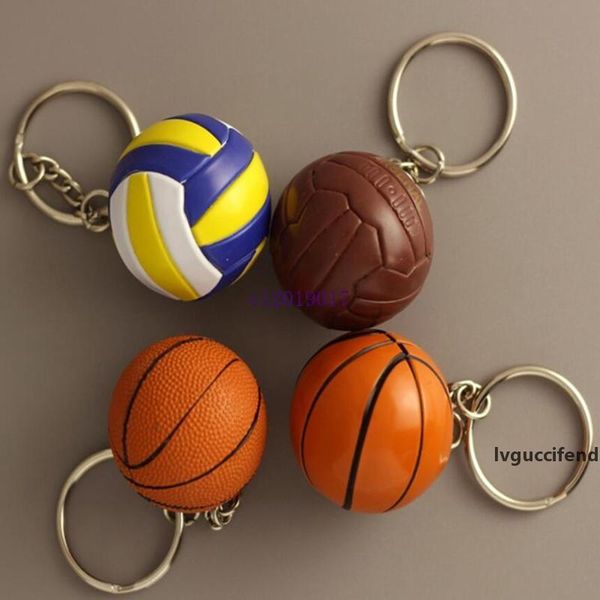 

100pcs/lot new pvc mini basketball keychains plastic volleyball keyrings for gifts