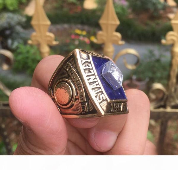 

a 1980 new york islanders stanley cup team champions championship ring with wooden box souvenir fan men boy gift drop shipping, Golden;silver