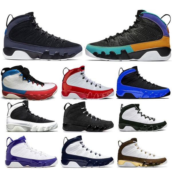 

9 9s racer blue chameleon men basketball shoes gym red bred unc melo spirit space jam anthracite mens trainers sports sneakers, White;red