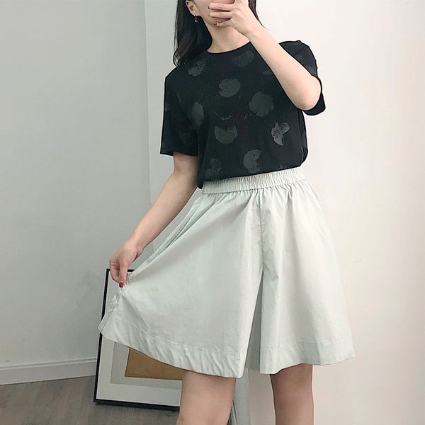 

women shorts 2020 summer new gray pure cotton elastic waist wide shorts women thin casual, White;black