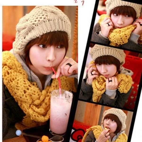 

korean version of big bud twist knitted hat polo beret ball knitted cap ball cap hat women's wool beret, Blue;gray
