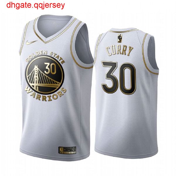 

горячая продажа men'ss stephenn curry # 30 белых золотой джерси, Gray