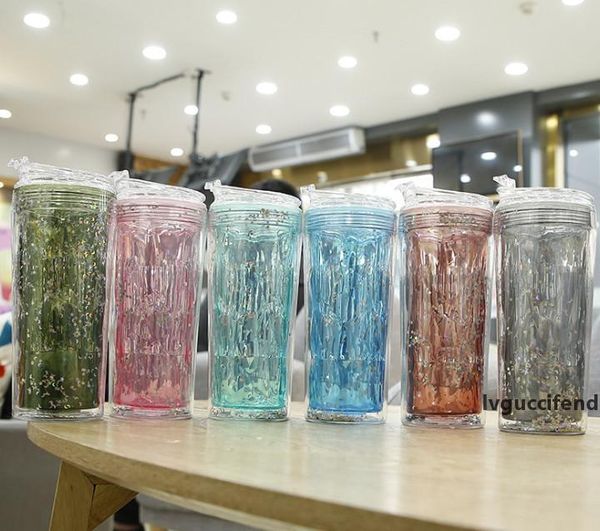 

the latest 17oz summer double plastic straw cup, essential for outdoor fitness, coffee drink cup, ing