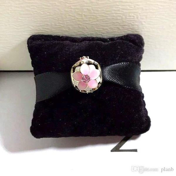 

authentic 925 sterling silver pink enamel flowers charms original box for pandora beads charms bracelet jewelry making accessories, Bronze;silver