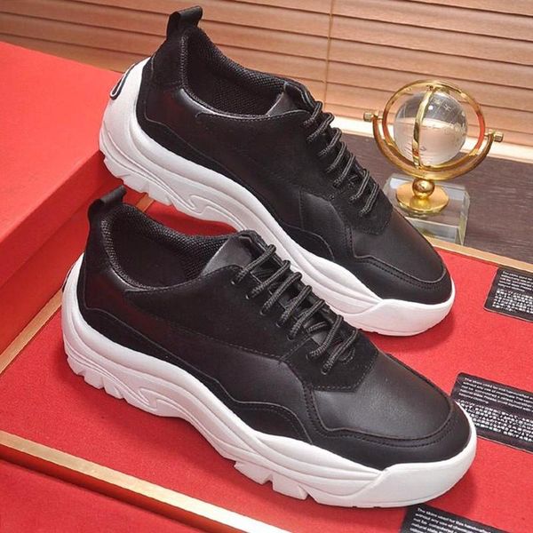 

fashion classic gumboy calfskin sneaker mens shoes scarpe da uomo di lusso outdoor walking lace -up chunky sneakers men casual shoes, Black