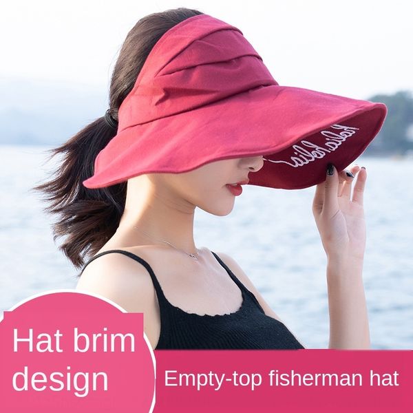 

summer letter large eaves empty korean style women all-match outdoor bucket bucket hat travel umbrella sun fisherman hat foldable, Blue;gray