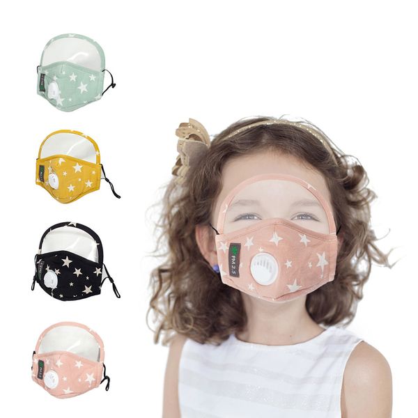 

US Stock Detachable Protective Shield Kids Designer Face Mask Cute Anime Children Mouth Masks Breathing Valve Respirator Kids Face Cover