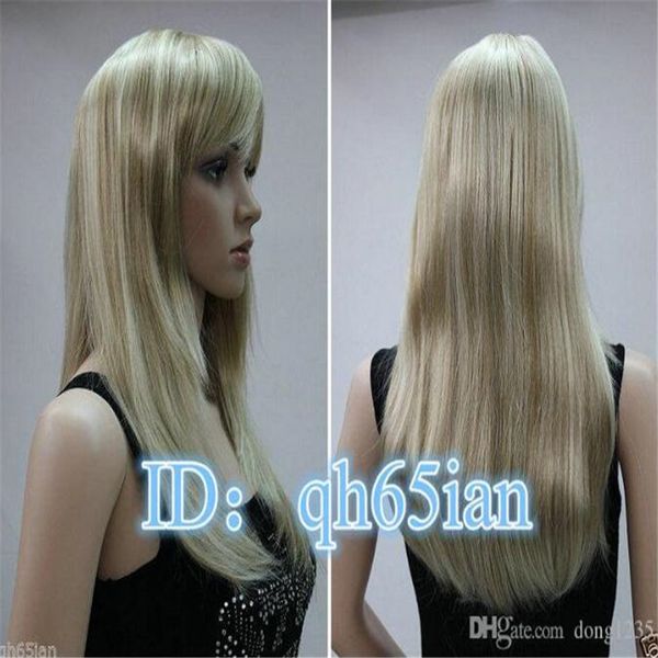 

ladies long blonde mix straight wigs, Black