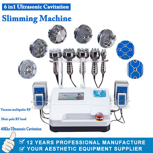 2022 mais populares 6 em 1 Melhor resultado Ultrassonic Cavitação RF facial RF Slimming LED Shaping Machine para uso doméstico CE