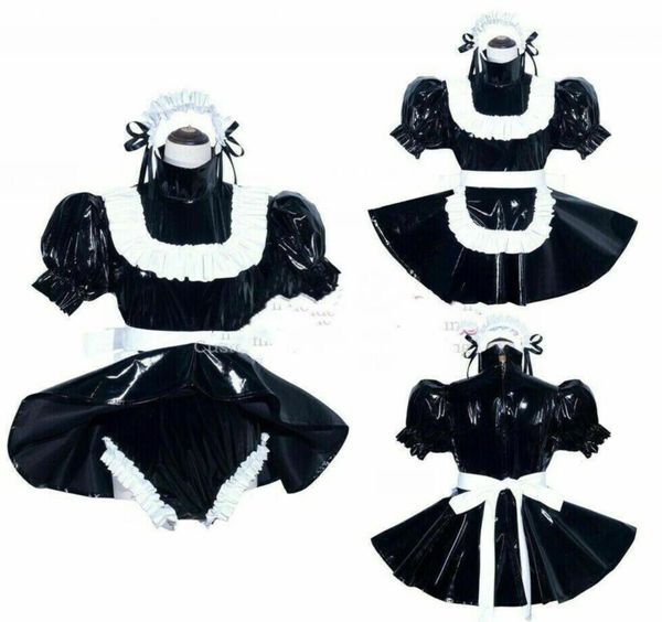 

sissy maid pvc dress romper sissy boy cd/tv tailor-made cosplay costume, Black