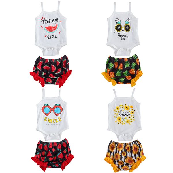 

clothing sets summer 2021 toddler baby girl clothes set romper floral printed pants 2pcs outfit fashion 0-24m, White