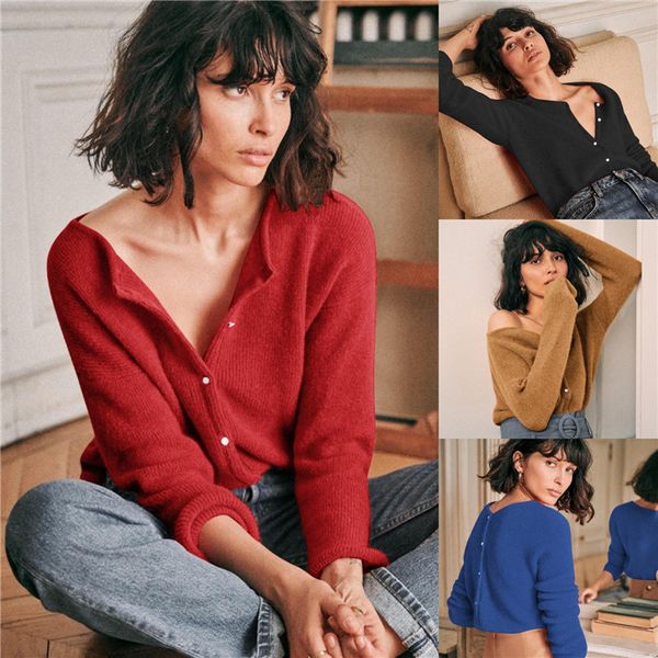 

cardigan womens knits wearable on both sides fall long sleeve o neck tees fashion loose women knits clothing, White