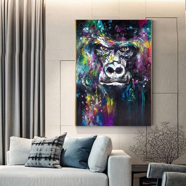 

abstract wall art monkey posters and prints colorful wildlife aniaml canvas painting wall decor picture for living room cuadros decoracion