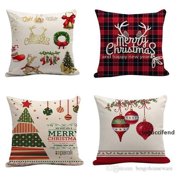 

45 * 45cm home sofa throw pillowcase mix colors flax xmas pillow cover festival living room cushion cover decor pillow case bh0208