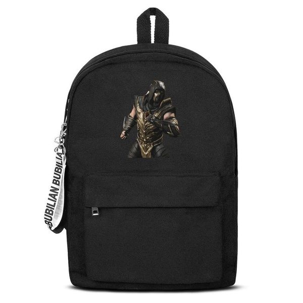 

classic mortal kombat scorpion costume angry canvas bookbag basic backpack adjustable school student business daypack black character 11