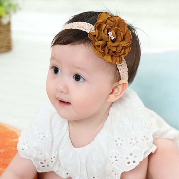 

korean new children's children's leshi cloth flower hair headdress band baby casual headdress princess hair band, Slivery;white