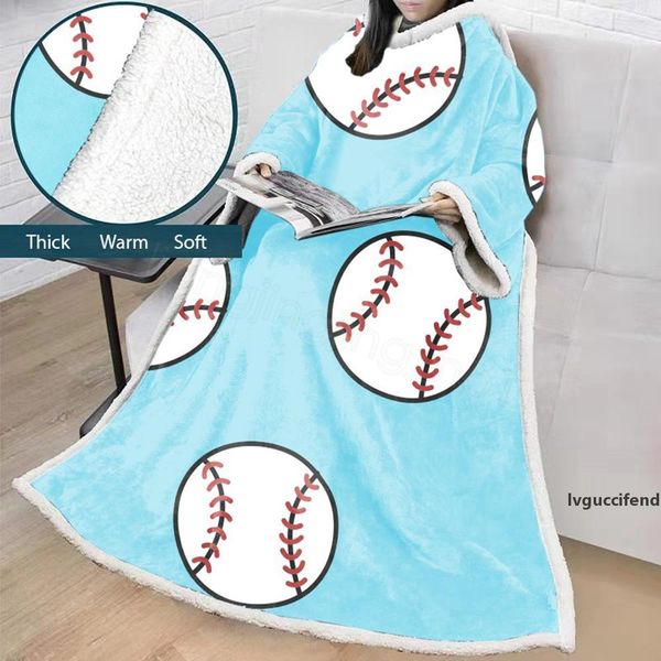

14styles soccer ball blanket football printed kids winter cotton plush shawl sofa lazy throw blanket with sleeves 127*178cm ffa3147