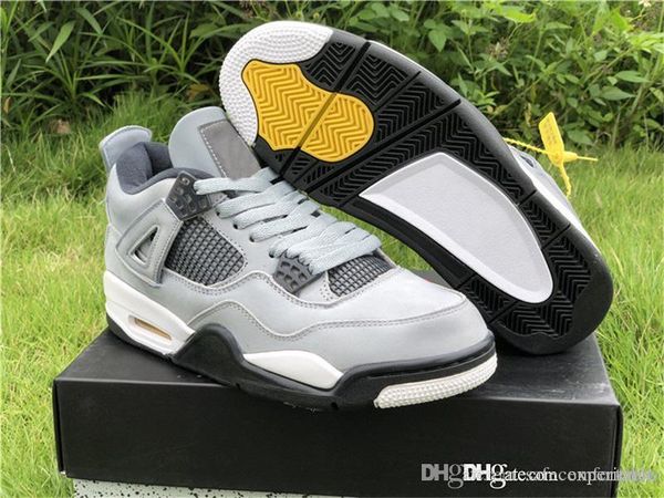 

2019 est air authentic 4 cool grey chrome dark retro charcoal varsity maize flight 4s men basketball shoes sneakers 308497-007 with box