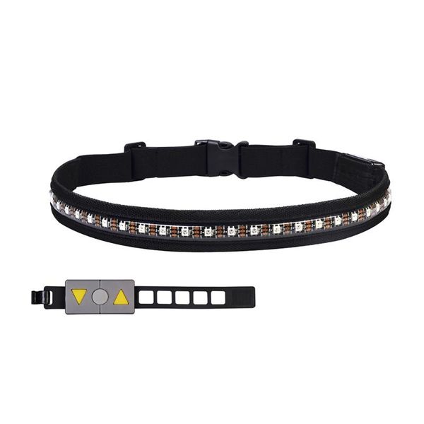 

wireless remote 24 rgb sports jogging running led waist belt bicycle adjustable signal light safety fitness accessories black, Black;brown