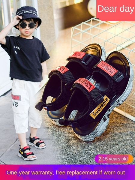

boy 2020 new medium and large children's and soft bottom anti-skid boy's student sandals children's sandals, Black;red