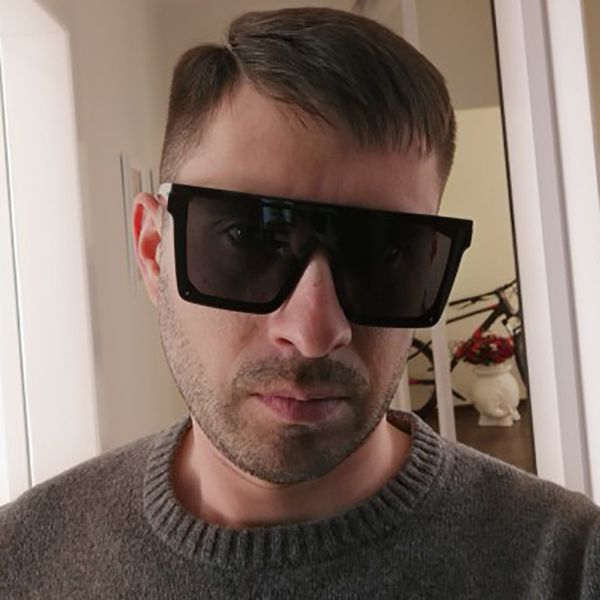 

2020 new sunglasses men brand black square shades uv400 gradient sun glasses for men cool one piece designer high quality, White;black