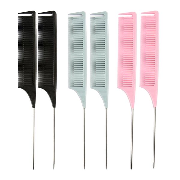 

6 pieces professional weave highlight comb foiling hair salon combs tool, Silver