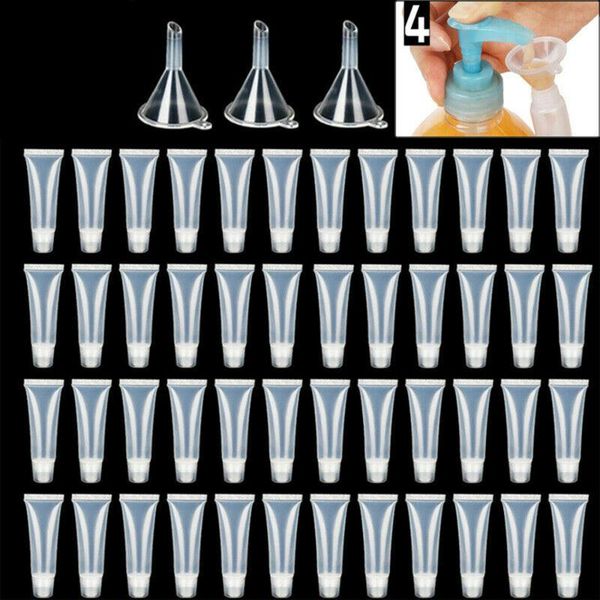 

storage bottles & jars 10pcs 8ml /10ml /15ml empty lip gloss containers tubes with 1 funnels clear soft for beauty skin travel