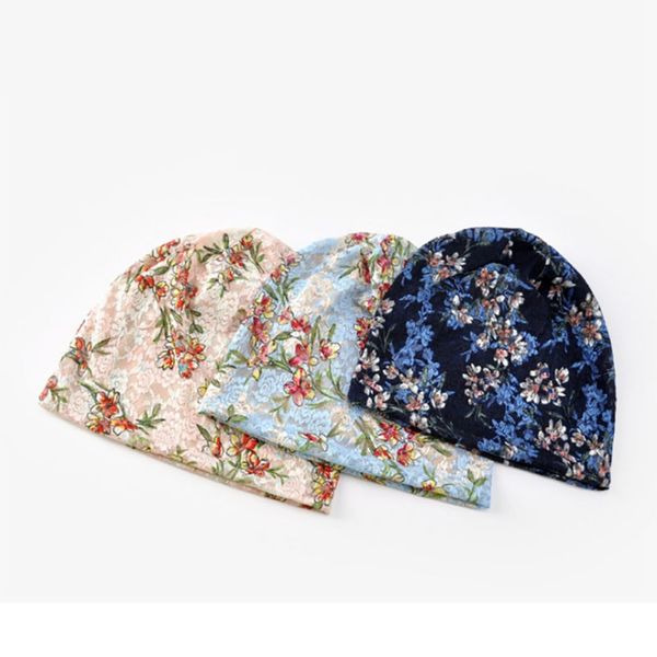

beanie hat cotton lace floral casual style breathable elastic summer sun hat outdoor sun street camping fishing, Black;white